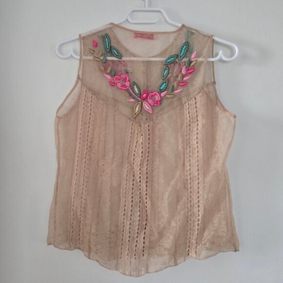 Matthew Williamson Embroidered Beaded Pearl Button Down Cape Nude Vest b94 - Picture 4 of 5
